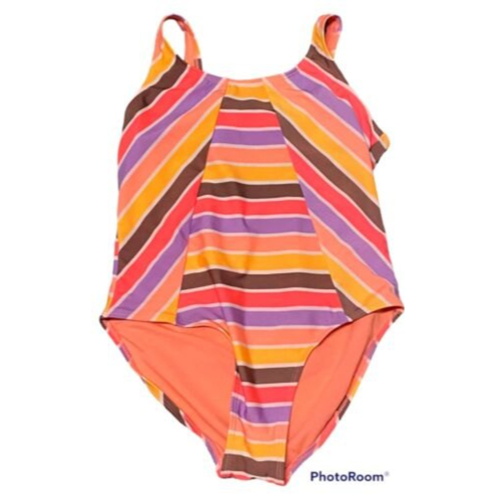 Wonder Nation Junior Size 18 2X YOUTH Swimsuit One Piece Orange Pink Lavender